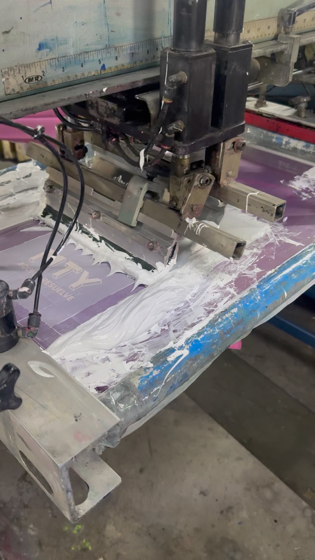 Screen printing production at the Serigrafía MTY facility in Monterrey, Mexico