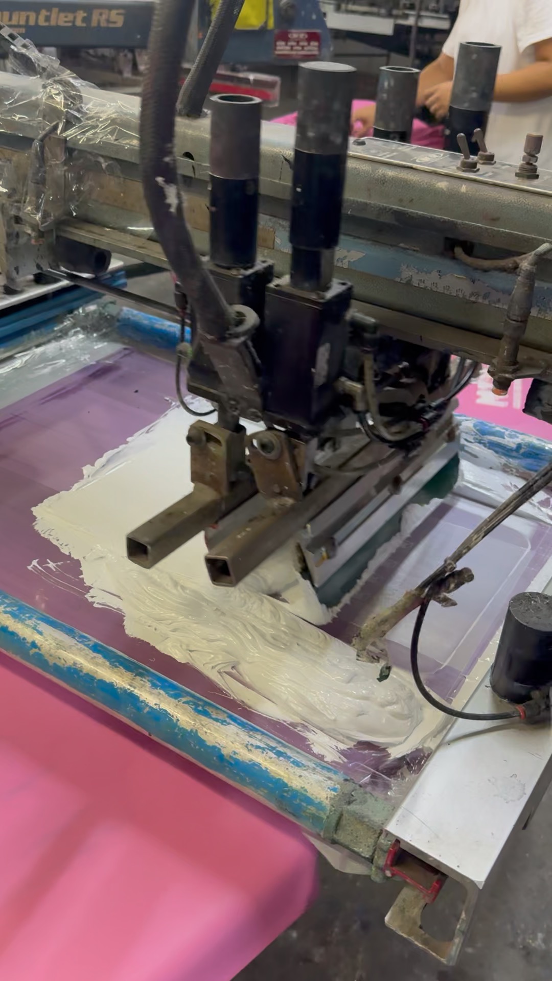 Screen printing production at the Serigrafía MTY facility in Monterrey, Mexico