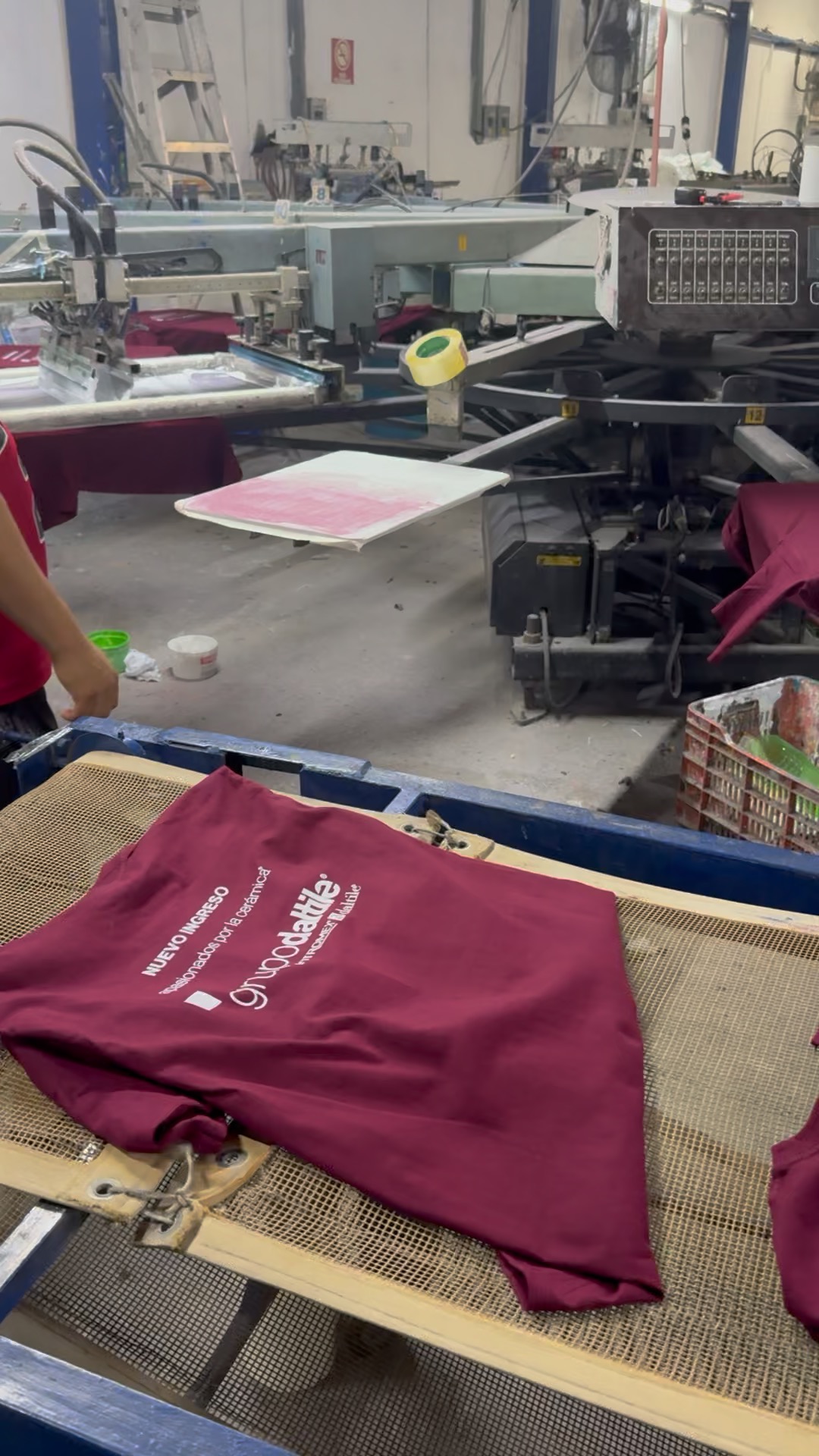 Screen printing production at the Serigrafía MTY facility in Monterrey, Mexico