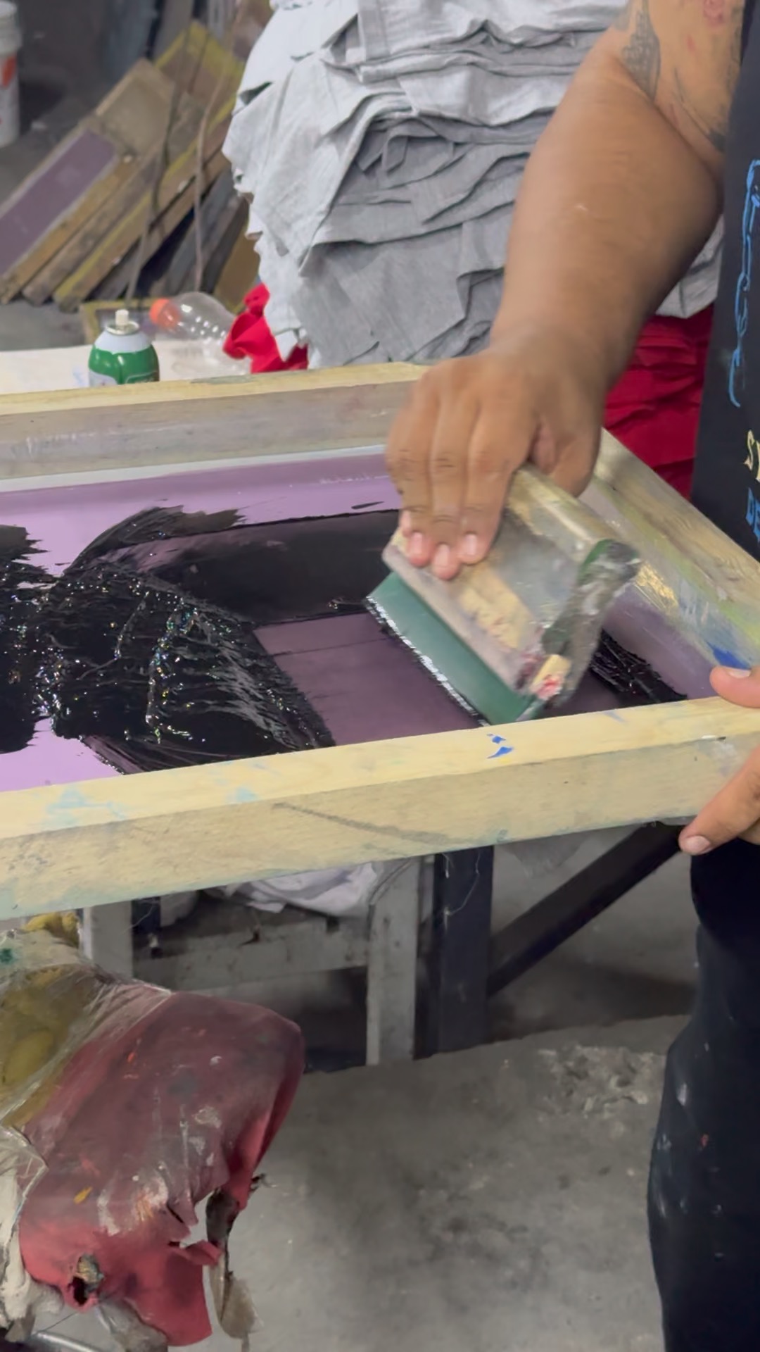 Screen printing production at the Serigrafía MTY facility in Monterrey, Mexico