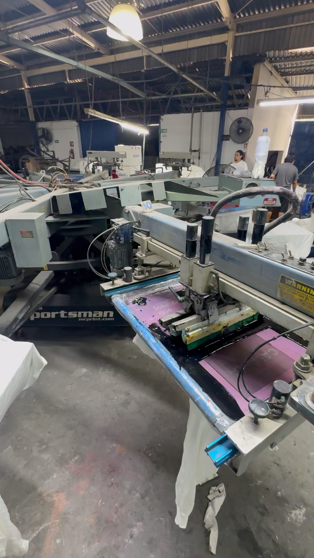 Screen printing production at the Serigrafía MTY facility in Monterrey, Mexico