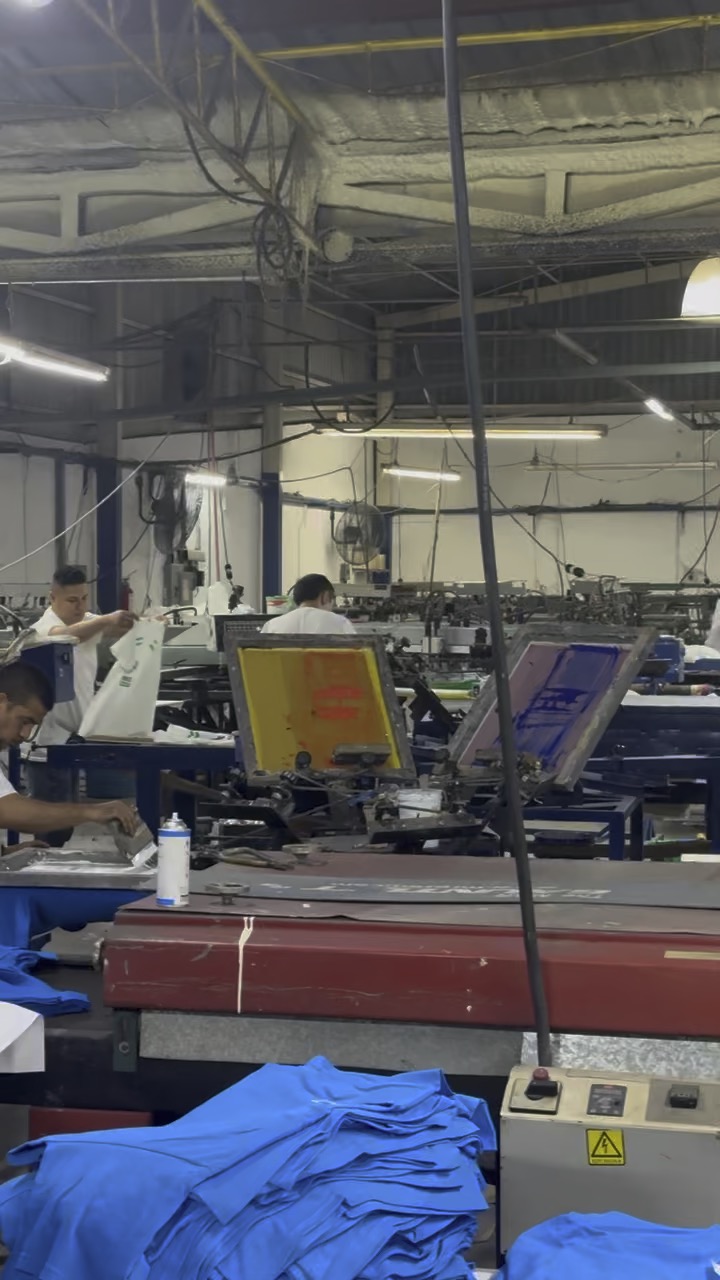 Screen printing production at the Serigrafía MTY facility in Monterrey, Mexico
